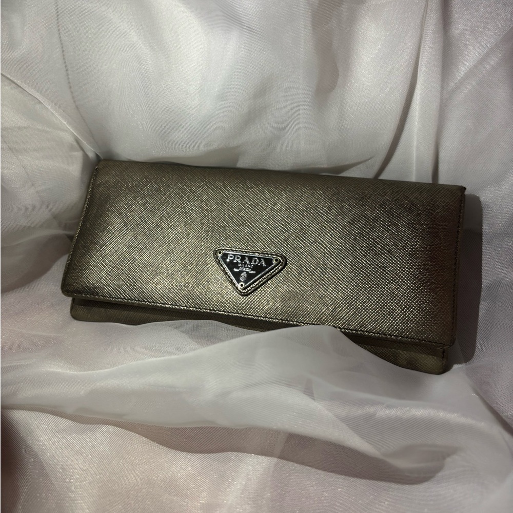 Gold Bifold Saffiano Prada wallet